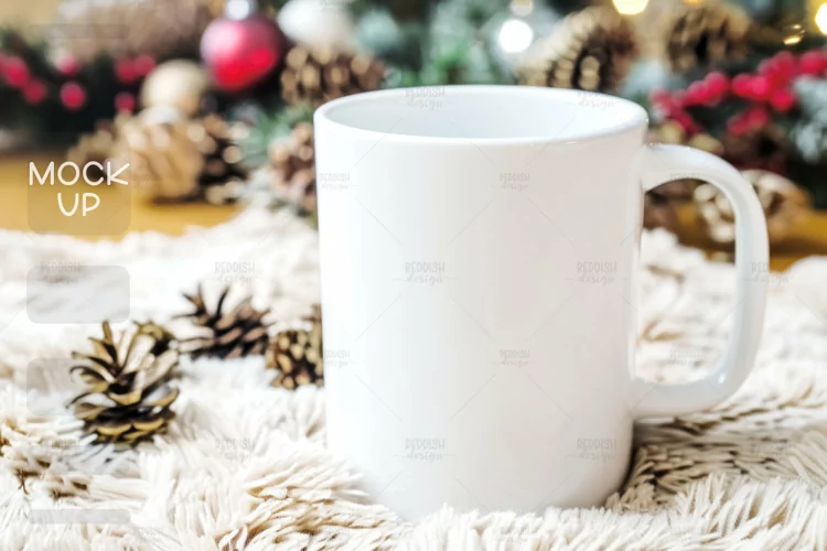 Christmas Cup Photo Mockup I Blank Cup Mockup