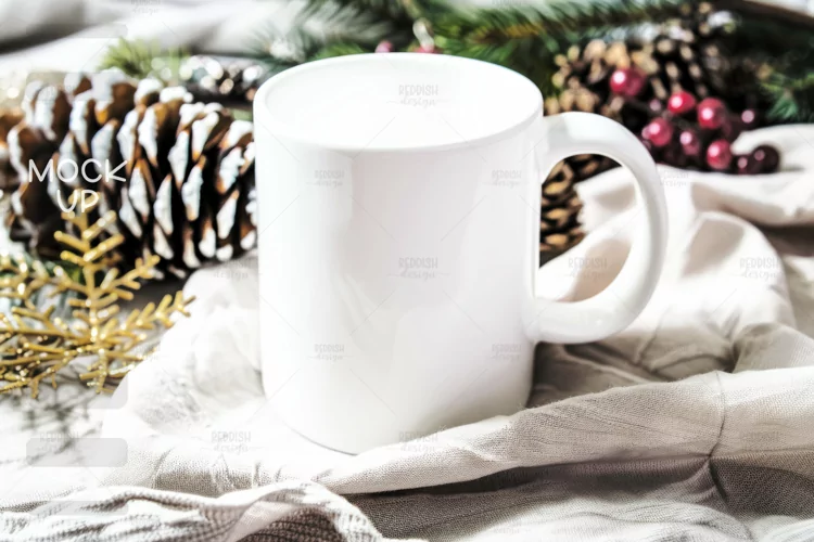 Christmas Cup Photo Mockup I Blank Cup Mockup