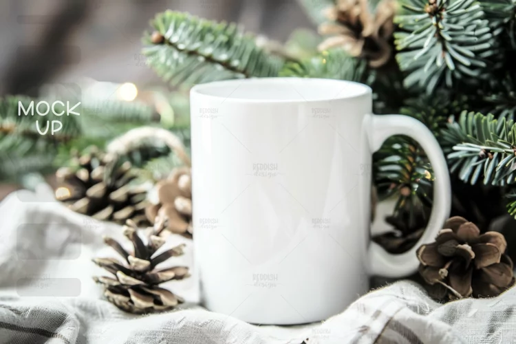 Christmas Cup Photo Mockup I Blank Cup Mockup