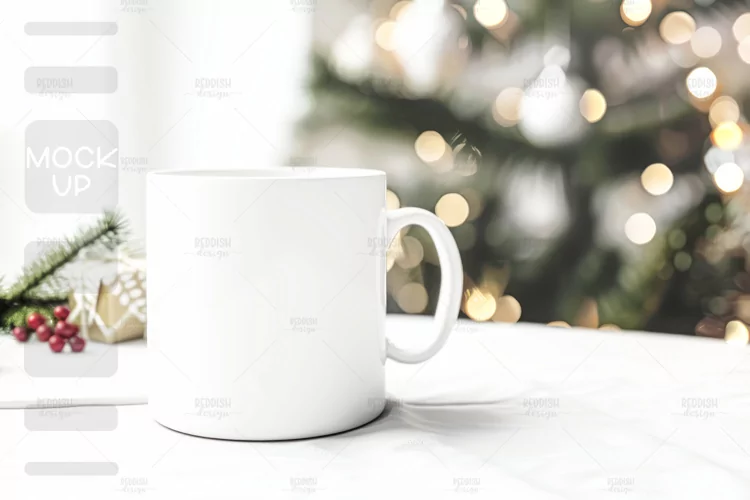 Christmas Cup Photo Mockup I Blank Cup Mockup