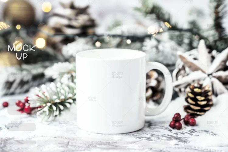 Christmas Cup Photo Mockup I Blank Cup Mockup