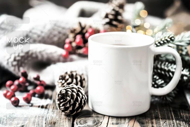 Christmas Cup Photo Mockup I Blank Cup Mockup