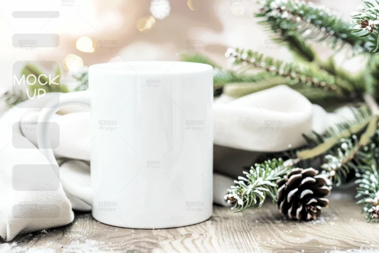 Christmas Cup Photo Mockup I Blank Cup Mockup