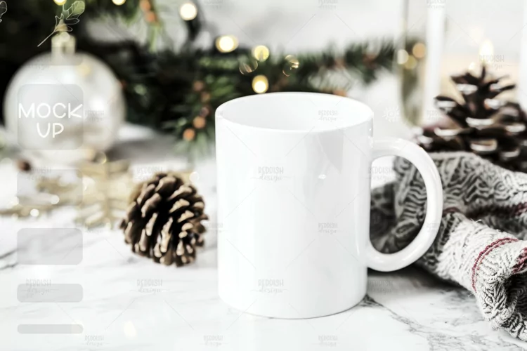 Christmas Cup Photo Mockup I Blank Cup Mockup