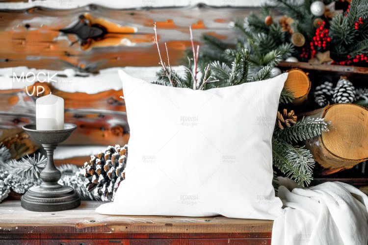 Christmas Pillow Photo Mockup I Blank Pillow Mockup example image 1
