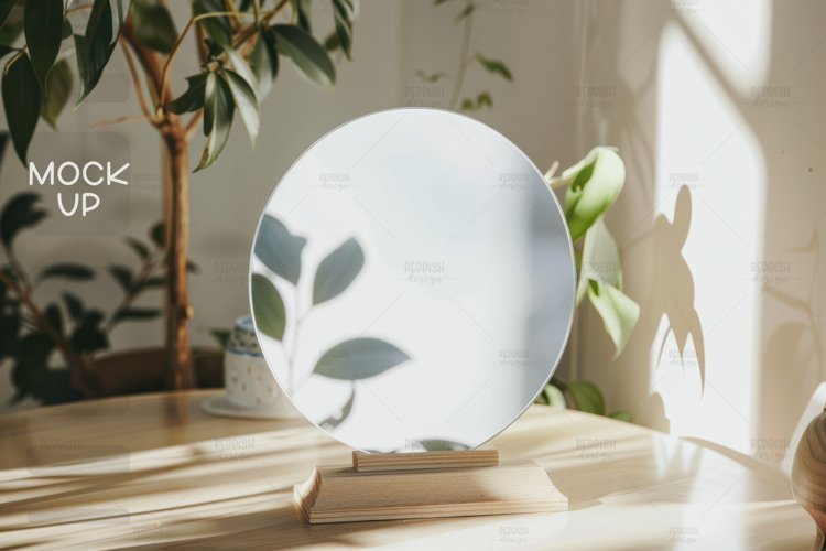 Round Acrylic Table Sign Mockup, Acrylic Table Wedding Sign example image 1