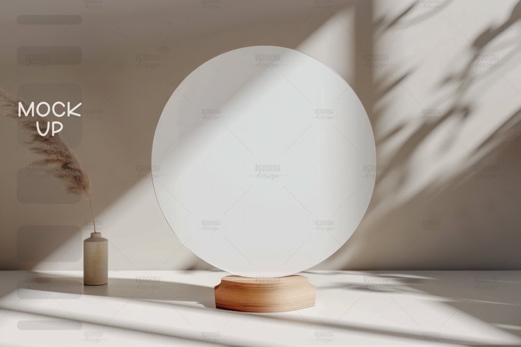 Round Acrylic Table Sign Mockup, Acrylic Table Wedding Sign example image 1
