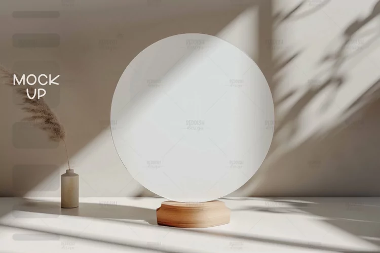 Round Acrylic Table Sign Mockup, Acrylic Table Wedding Sign