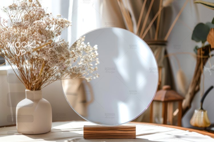 Round Acrylic Table Sign Mockup, Acrylic Table Wedding Sign example image 1