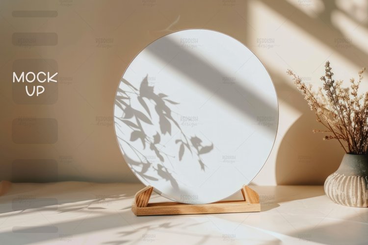 Round Acrylic Table Sign Mockup, Acrylic Table Wedding Sign example image 1