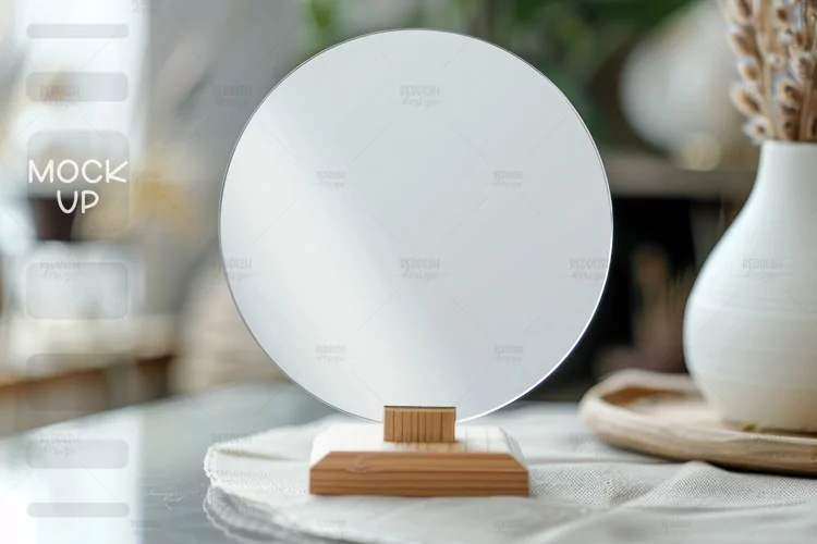 Round Acrylic Table Sign Mockup, Acrylic Table Wedding Sign