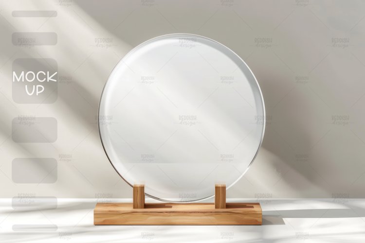 Round Acrylic Table Sign Mockup, Acrylic Table Wedding Sign example image 1