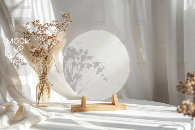 Round Acrylic Table Sign Mockup, Acrylic Table Wedding Sign example image 1