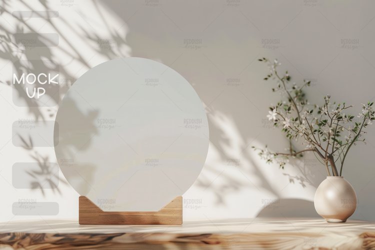 Round Acrylic Table Sign Mockup, Acrylic Table Wedding Sign example image 1