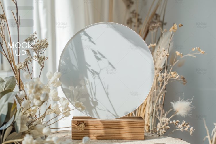 Round Acrylic Table Sign Mockup, Acrylic Table Wedding Sign example image 1