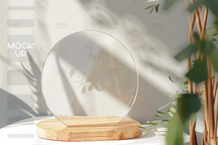 Round Acrylic Table Sign Mockup, Acrylic Table Wedding Sign example image 1