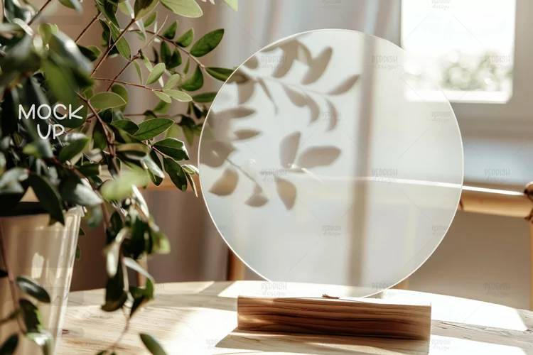 Round Acrylic Table Sign Mockup, Acrylic Table Wedding Sign