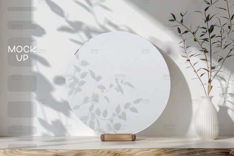 Round Acrylic Table Sign Mockup, Acrylic Table Wedding Sign example image 1