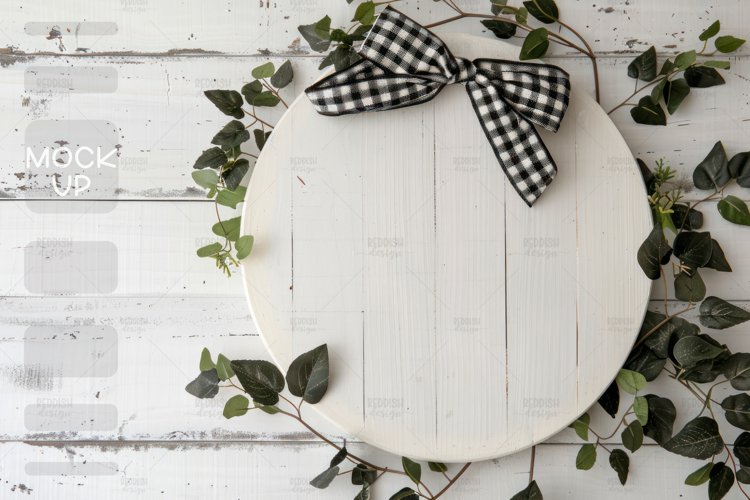 Round Door White Sign Mockup, Round Door Sign example image 1