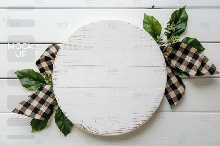 Round Door White Sign Mockup, Round Door Sign example image 1