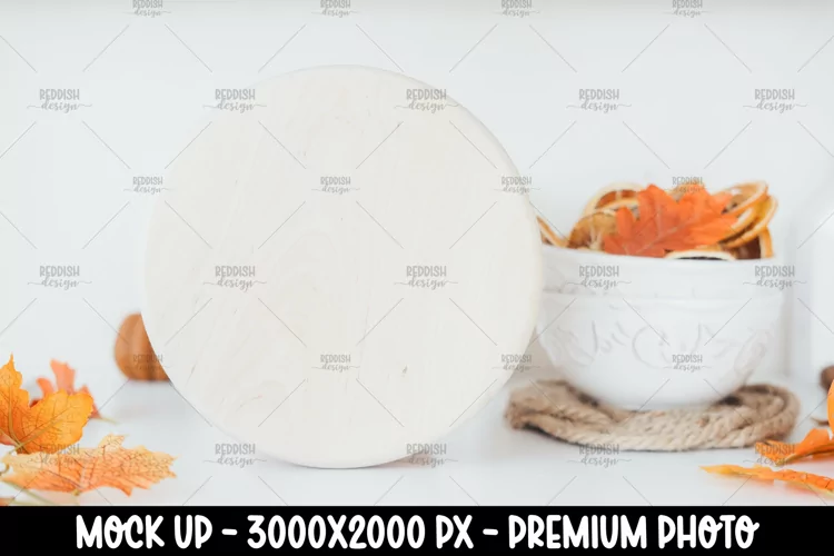 Autumn Round Wooden Sign Mockup, Round Sign