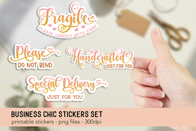 Fragile Do Not Bend Sticker PNG Set