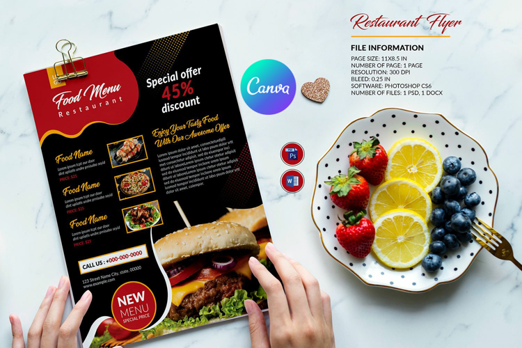 Restaurant Menu | Food Menu Flyer. CANVA