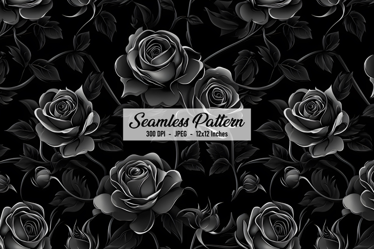 Black Rose Digital Paper pattern | Seamless Pattern
