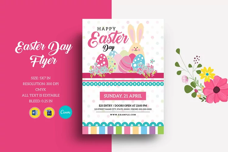 Easter Party Flyer Template | Canva, MS Word & Photoshop tem