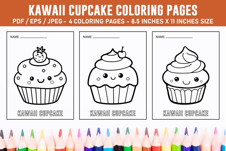 Kawaii Cupcake Coloring Pages for Kids - Coloring Pages