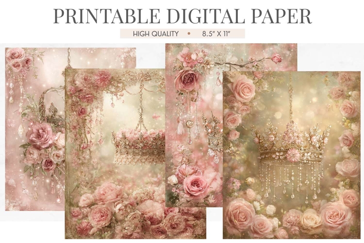 Vintage Paris Rose Digital Paper