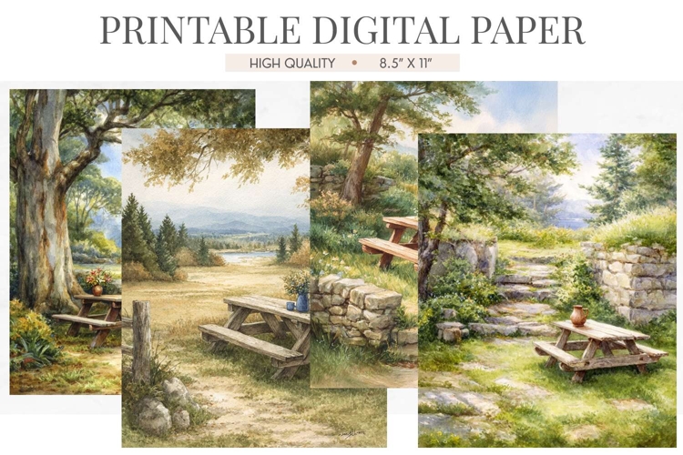 Country Meadow Picnic Digital Paper