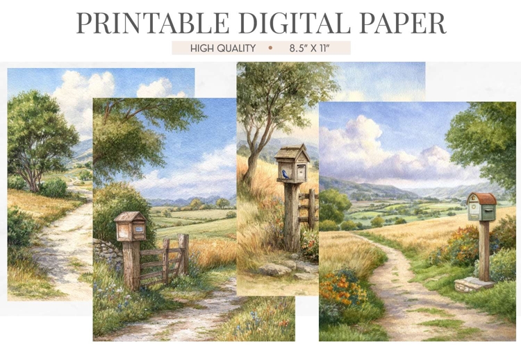 Country Road Mailbox Digital Paper