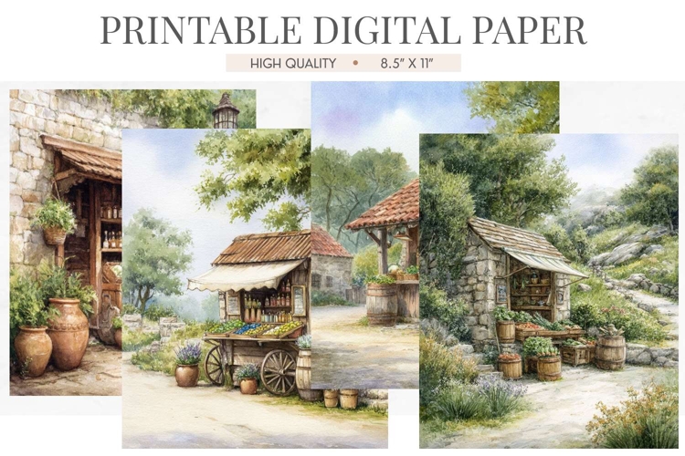 Rustic Market Stall Digital Paper
