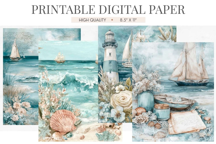 Nautical Sailboat Scrapbook Digital Paper