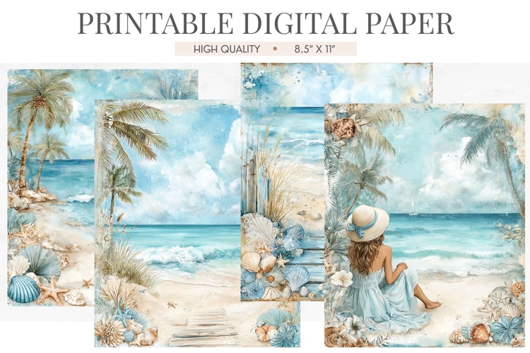 Palm Cove Coral Beach Digital Paper