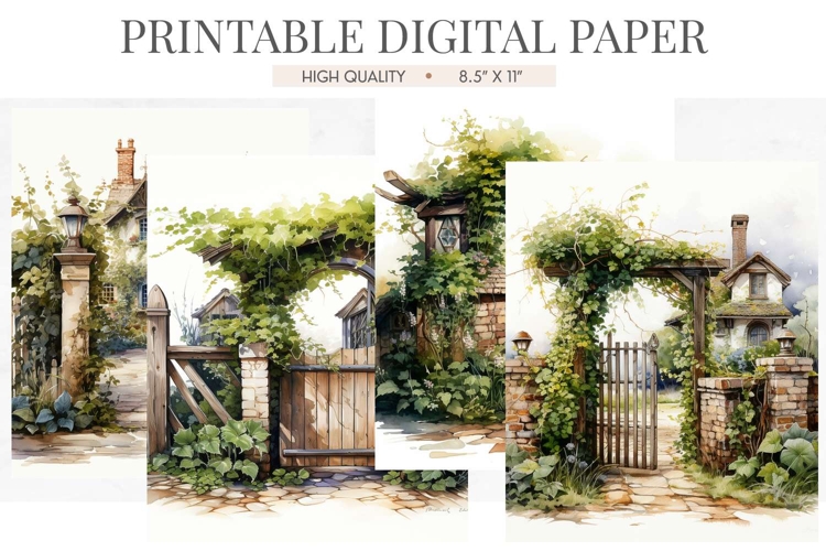 Cottagecore Garden Gate Junk Journal Pages