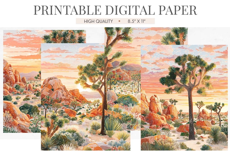 Joshua Tree Desert Sunset Junk Journal Pages