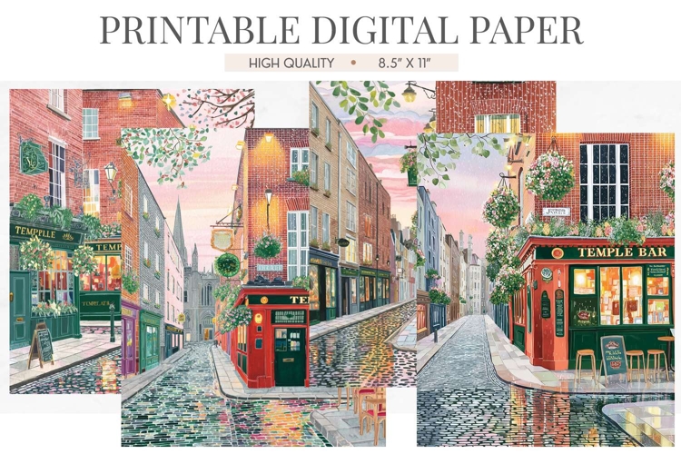 Temple Bar Dublin Ireland Junk Journal Pages