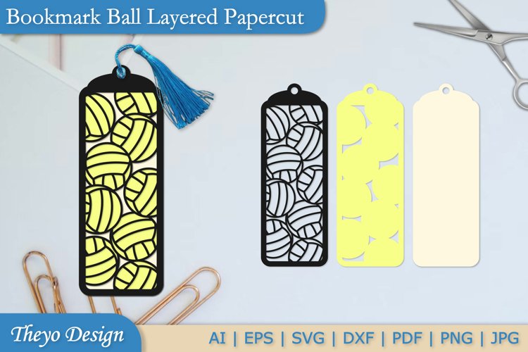 Volley Ball Bookmark Papercut Svg | Bookmark Laser Cut File