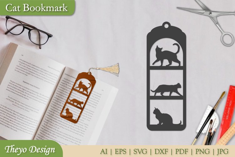 Cat bookmarks template design | Pet bookmark design