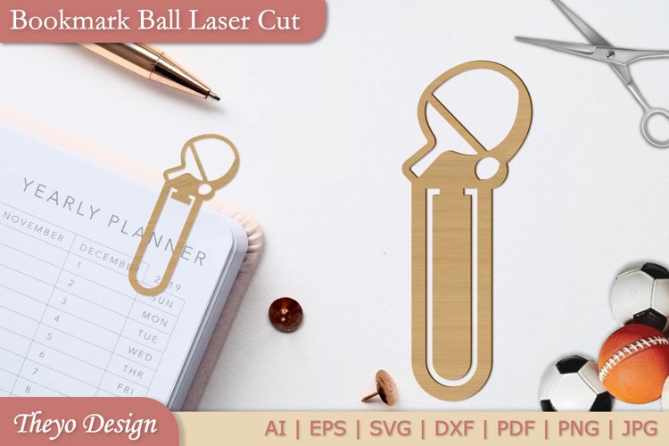 Ping-Pong Bookmark Papercut Svg | Bookmark Laser Cut File example image 1