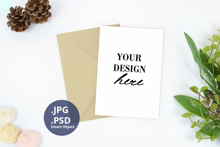 Gift card Christmas Mockup PSD, JPG Vertical card