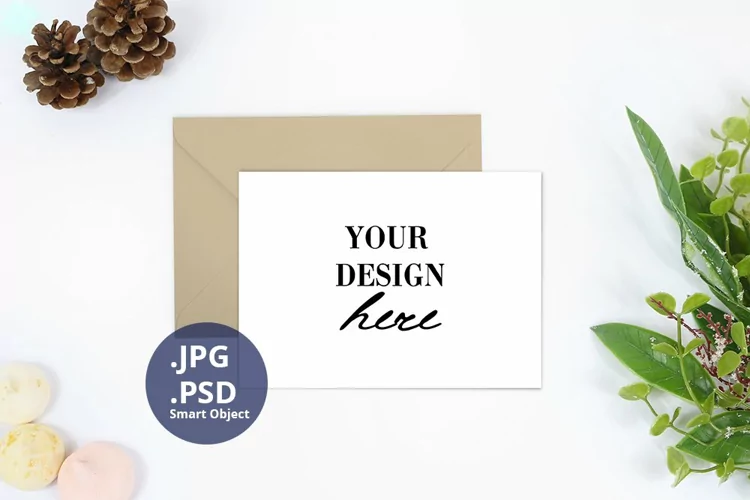 Christmas Gift card Christmas Mockup PSD, Horizontal card