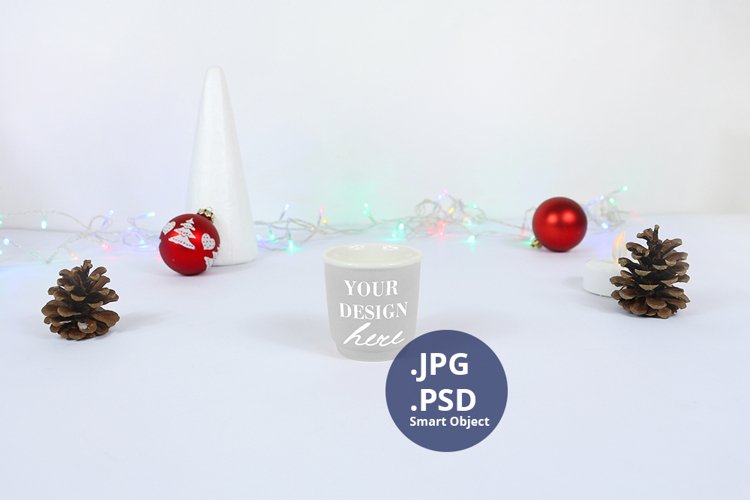 Gray Espresso Mug Christmas Mockup, PSD Mockup JPG example image 1
