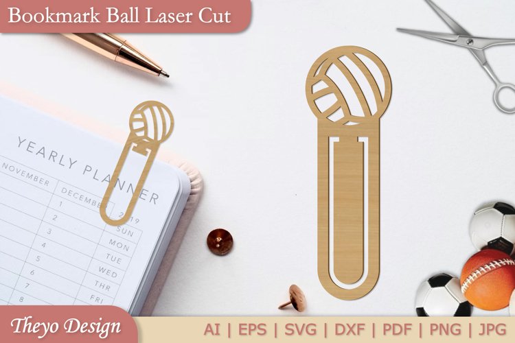 Volley Ball Bookmark Papercut Svg | Bookmark Laser Cut File