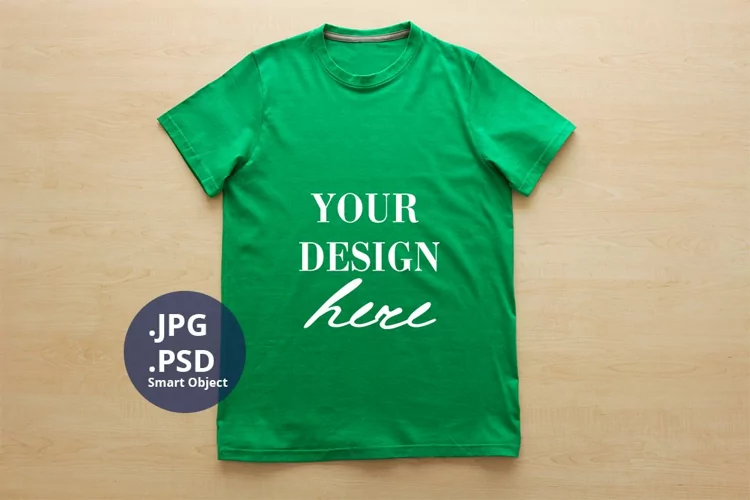 Large Men's Green t-shirt Mockup, Green Unisex L Tshirt mock
