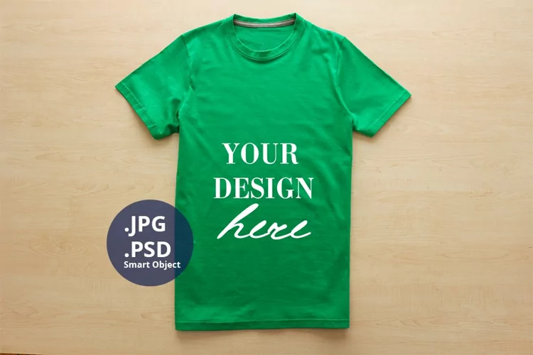 Small Men's Green t-shirt Mockup, Green Unisex S Tshirt mock