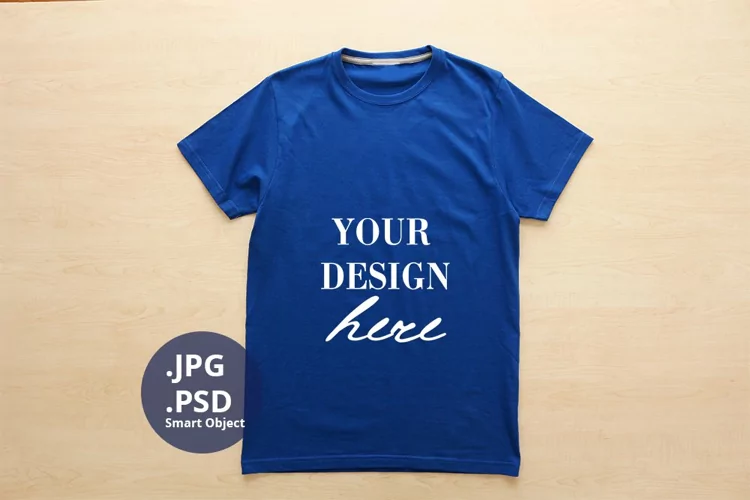 Large Men's Blue t-shirt Mockup, BLue Unisex L Tshirt mockup
