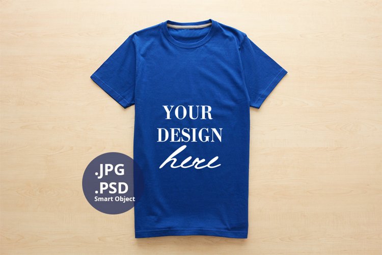 Small Men's Blue t-shirt Mockup, BLue Unisex S Tshirt mockup example image 1